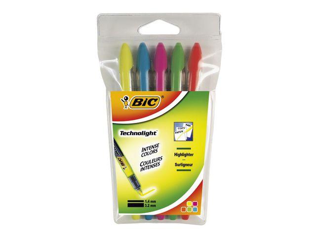 Överstrykningspenna BIC Technolight, 5-pack